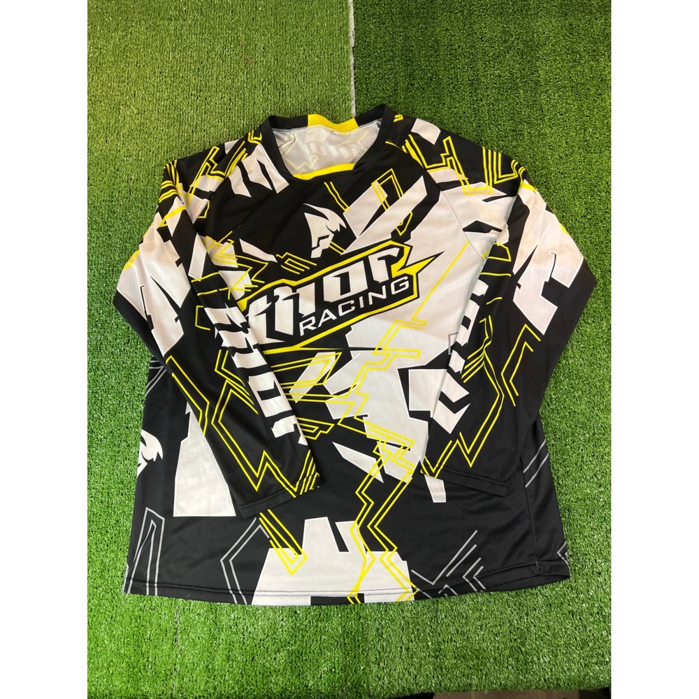 Thor Racing‎ Long Sleeve Motocross Jersey Men Black White Yellow Graphic XL